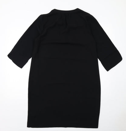 Marks and Spencer Womens Black Polyester A-Line Size 14 V-Neck Pullover
