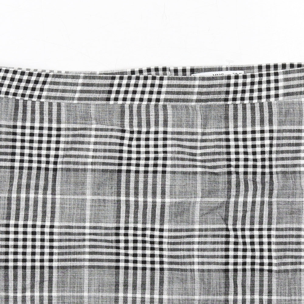 Mango Womens Black Plaid Viscose A-Line Skirt Size 12 Zip