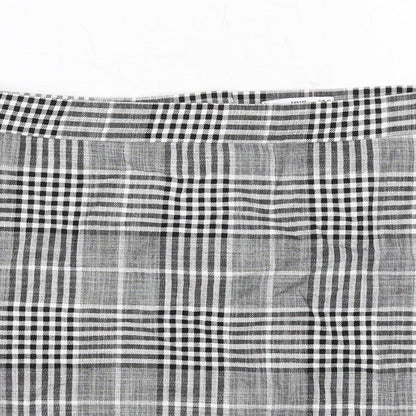 Mango Womens Black Plaid Viscose A-Line Skirt Size 12 Zip
