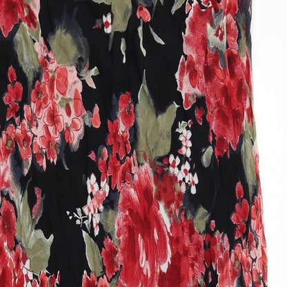 Ann Harvey Womens Black Floral Viscose Maxi Size 24 V-Neck Pullover