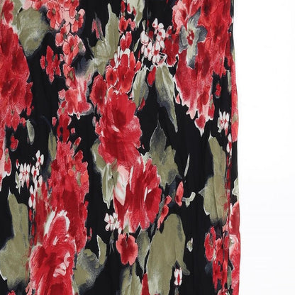 Ann Harvey Womens Black Floral Viscose Maxi Size 24 V-Neck Pullover