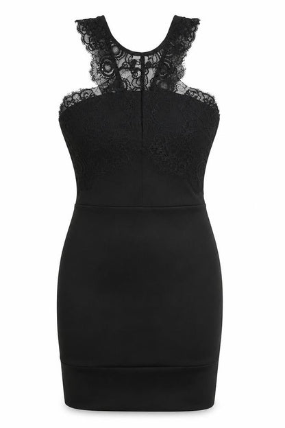 Topshop Womens Black Polyester Bodycon Size 8 Round Neck Zip