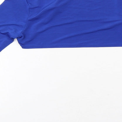 I SAW IT FIRST Womens Blue Polyester Cropped Blouse Size 6 Boat Neck - Shrug Top