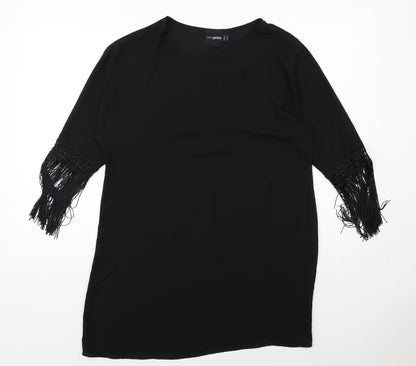 ASOS Womens Black Polyester A-Line Size 10 Round Neck Pullover