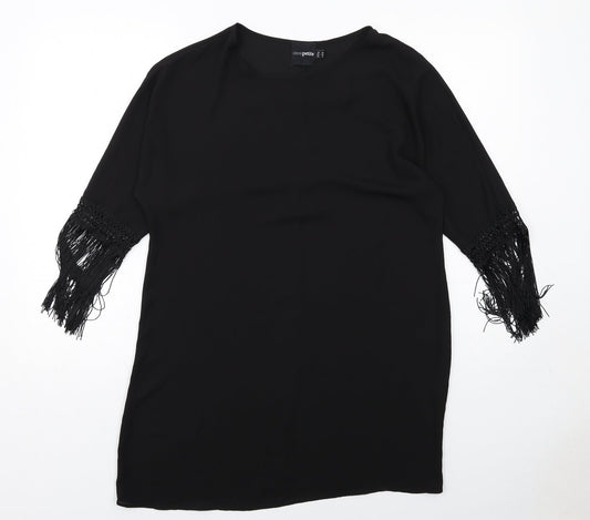 ASOS Womens Black Polyester A-Line Size 10 Round Neck Pullover