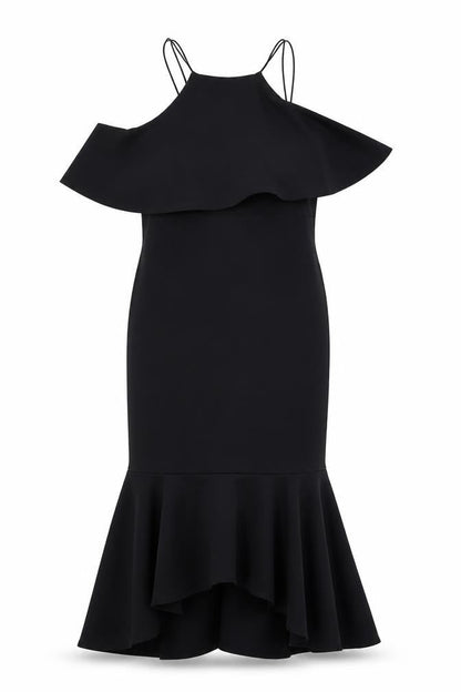 ASOS Womens Black Polyester Mermaid Size 14 Square Neck Pullover - Cold shoulder