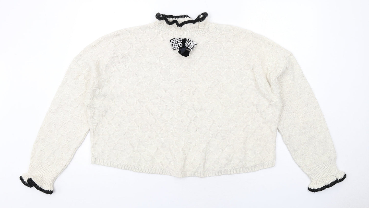 Womens UK Size L River Island Ivory Pullover Jumper