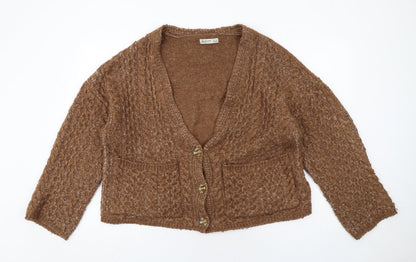 Womens UK Size M Stradivarius Brown Cardigan Jumper