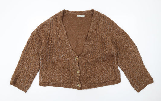 Womens UK Size M Stradivarius Brown Cardigan Jumper
