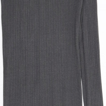 H&M Womens Grey Cotton Jumper Dress Size S Round Neck Pullover