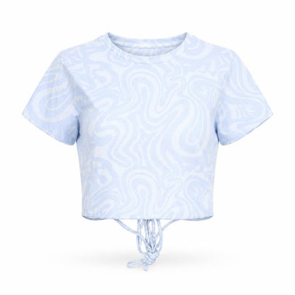 Womens UK Size M Stradivarius Blue Cropped T-Shirt