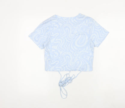 Womens UK Size M Stradivarius Blue Cropped T-Shirt