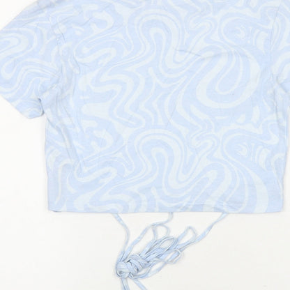 Womens UK Size M Stradivarius Blue Cropped T-Shirt