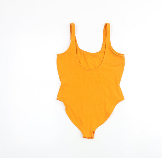 Topshop Womens Orange Cotton Bodysuit One-Piece Size 10 Snap - Maison Pacifique