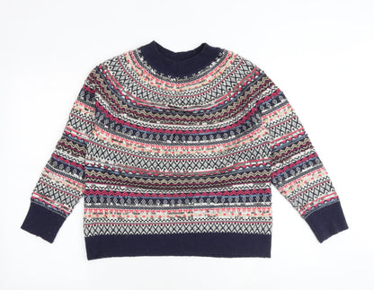 Gap Womens Multicoloured Round Neck Geometric Wool Pullover Jumper Size L