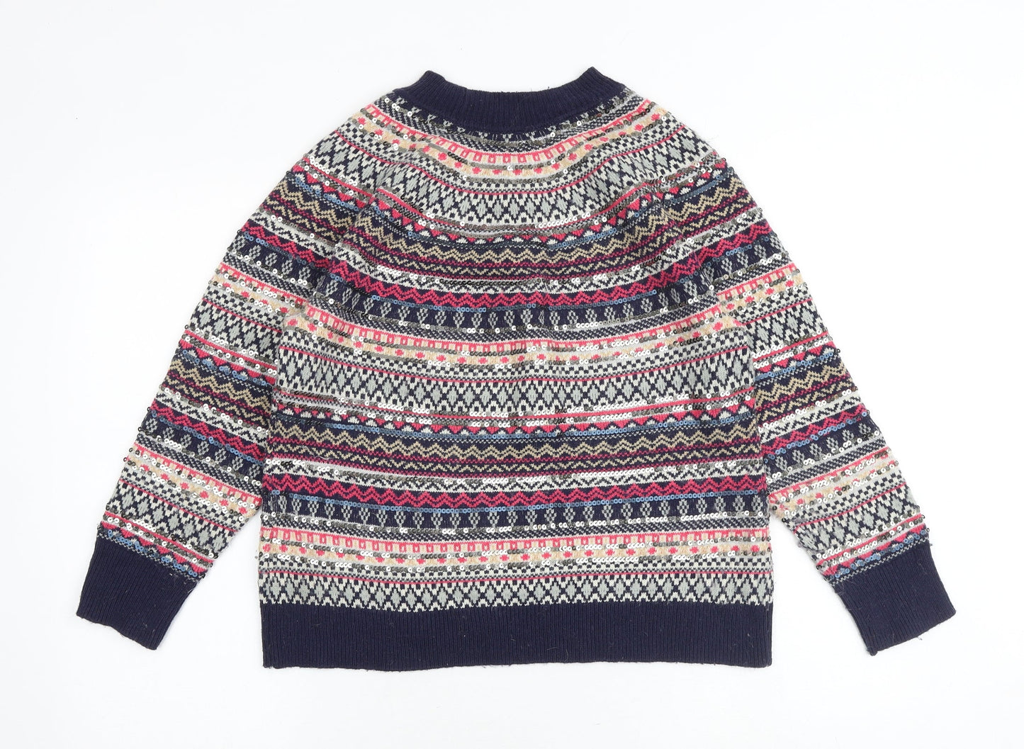 Gap Womens Multicoloured Round Neck Geometric Wool Pullover Jumper Size L