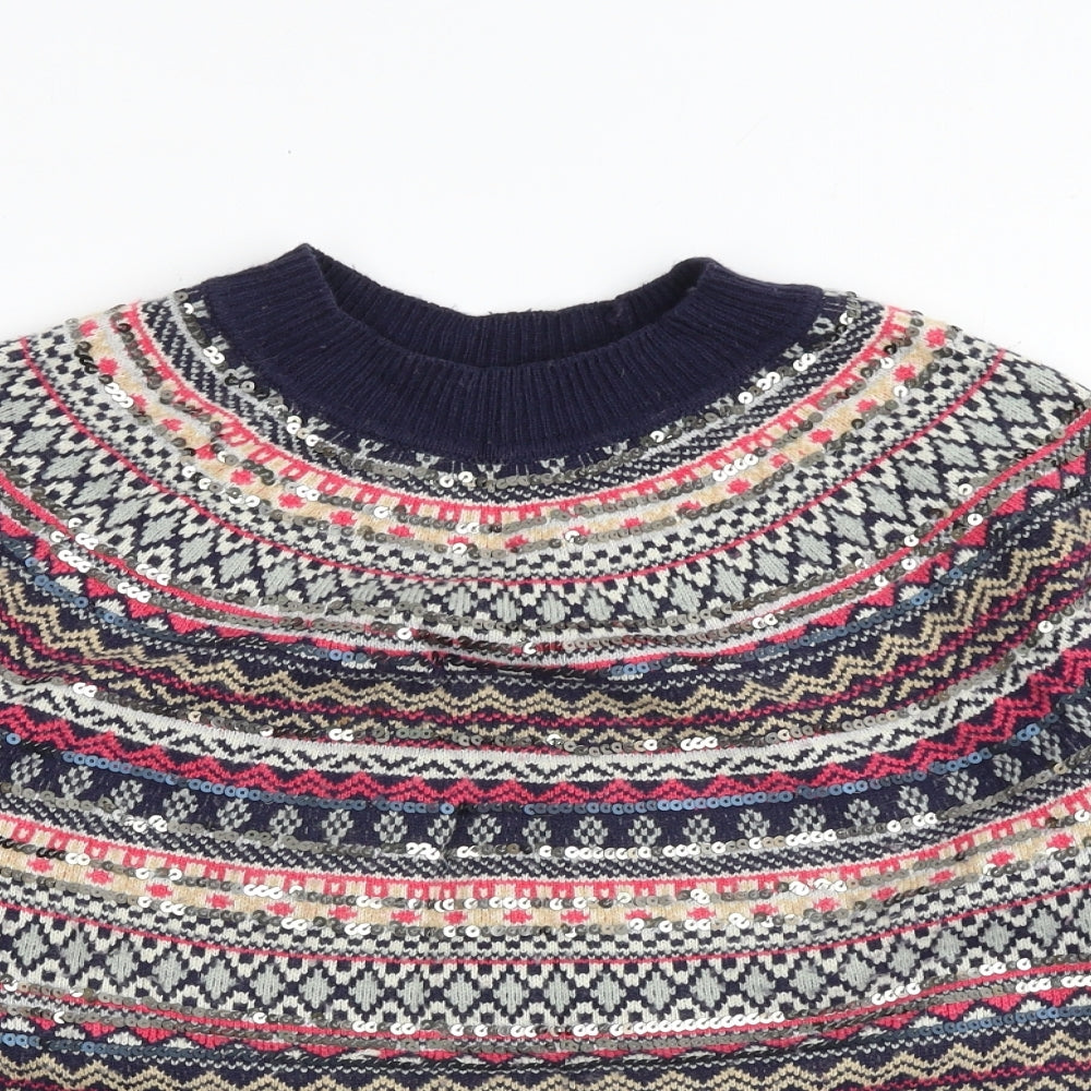 Gap Womens Multicoloured Round Neck Geometric Wool Pullover Jumper Size L