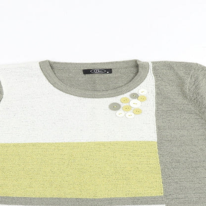 Bonmarché Womens Multicoloured Round Neck Geometric Acrylic Pullover Jumper Size M