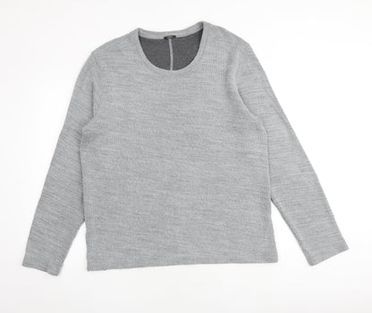 Denham Mens Grey Round Neck Cotton Pullover Jumper Size 2XL Long Sleeve