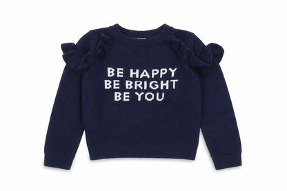 NEXT Girls Blue Round Neck Cotton Pullover Jumper Size 4 Years Pullover - Be Happy Be Bright Be You