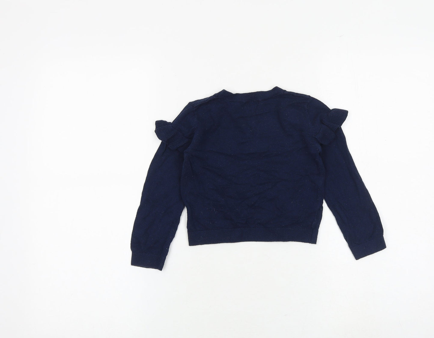 NEXT Girls Blue Round Neck Cotton Pullover Jumper Size 4 Years Pullover - Be Happy Be Bright Be You
