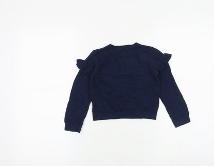 NEXT Girls Blue Round Neck Cotton Pullover Jumper Size 4 Years Pullover - Be Happy Be Bright Be You