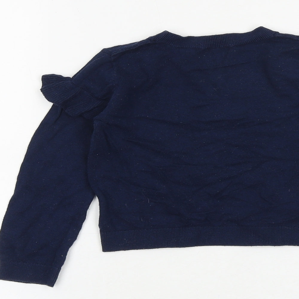 NEXT Girls Blue Round Neck Cotton Pullover Jumper Size 4 Years Pullover - Be Happy Be Bright Be You