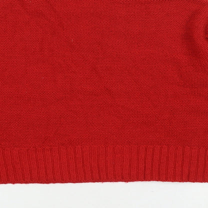 New Look Womens Red Round Neck Acrylic Pullover Jumper Size S