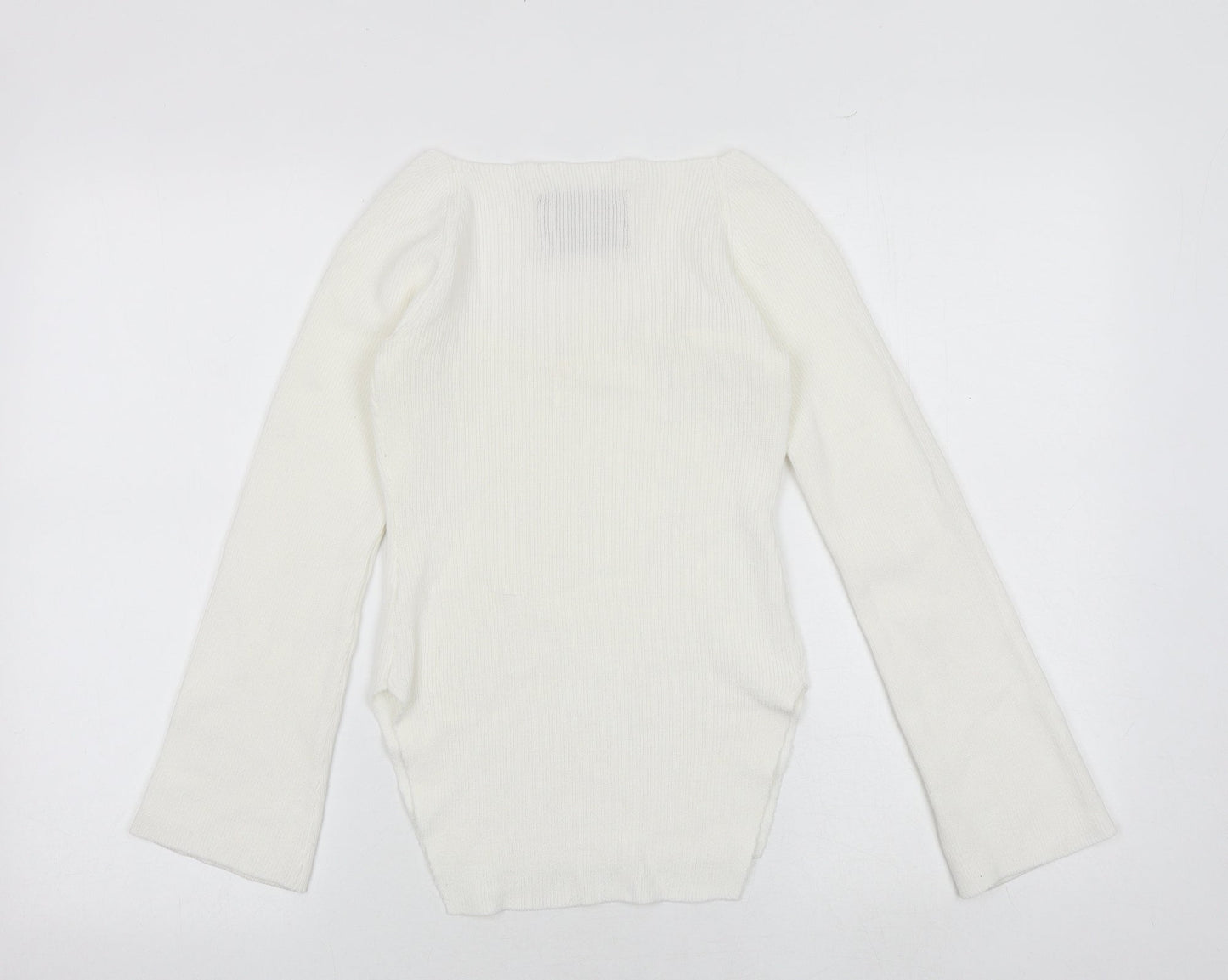 Reve Womens White Polyester Basic Blouse Size M Sweetheart - Ribbed