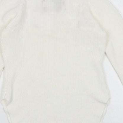 Reve Womens White Polyester Basic Blouse Size M Sweetheart - Ribbed
