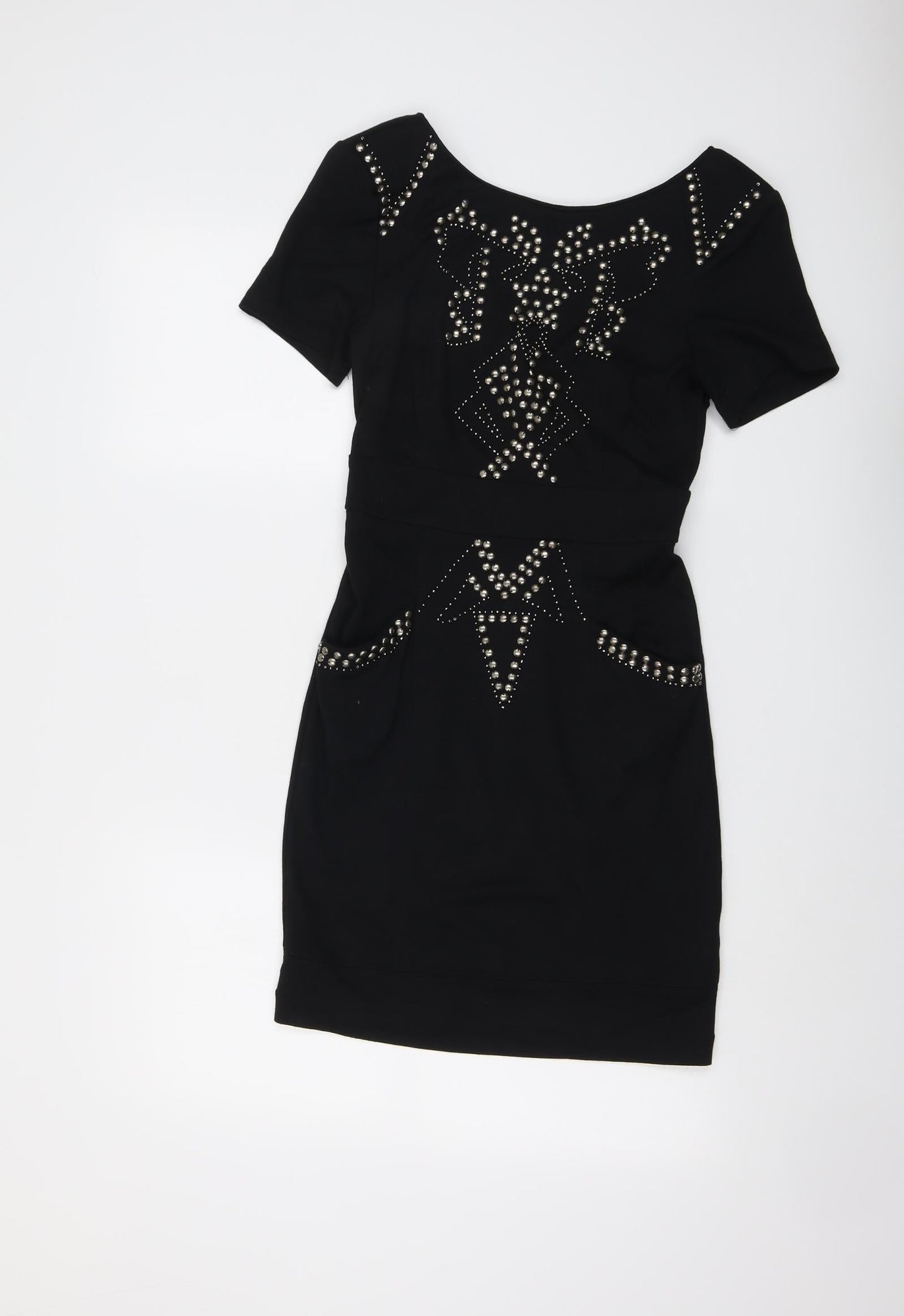Miso Womens Black Viscose A-Line Size 8 Round Neck Zip