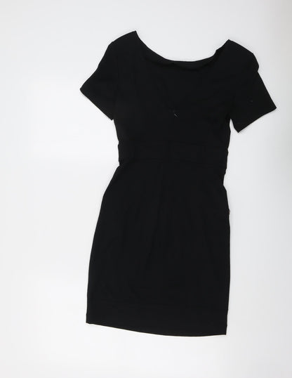 Miso Womens Black Viscose A-Line Size 8 Round Neck Zip