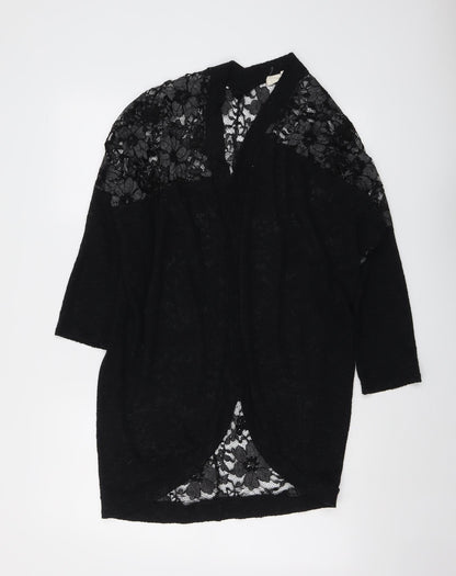 Paris and Needles Womens Black V-Neck Polyester Cardigan Jumper Size XS - Lace Overlay