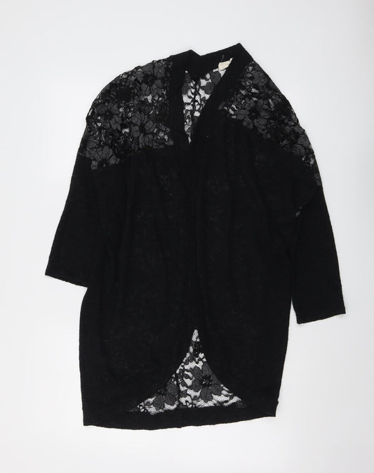 Paris and Needles Womens Black V-Neck Polyester Cardigan Jumper Size XS - Lace Overlay