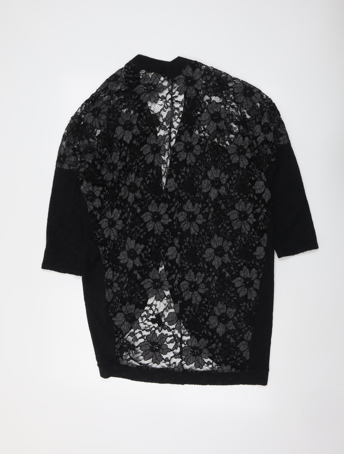 Paris and Needles Womens Black V-Neck Polyester Cardigan Jumper Size XS - Lace Overlay