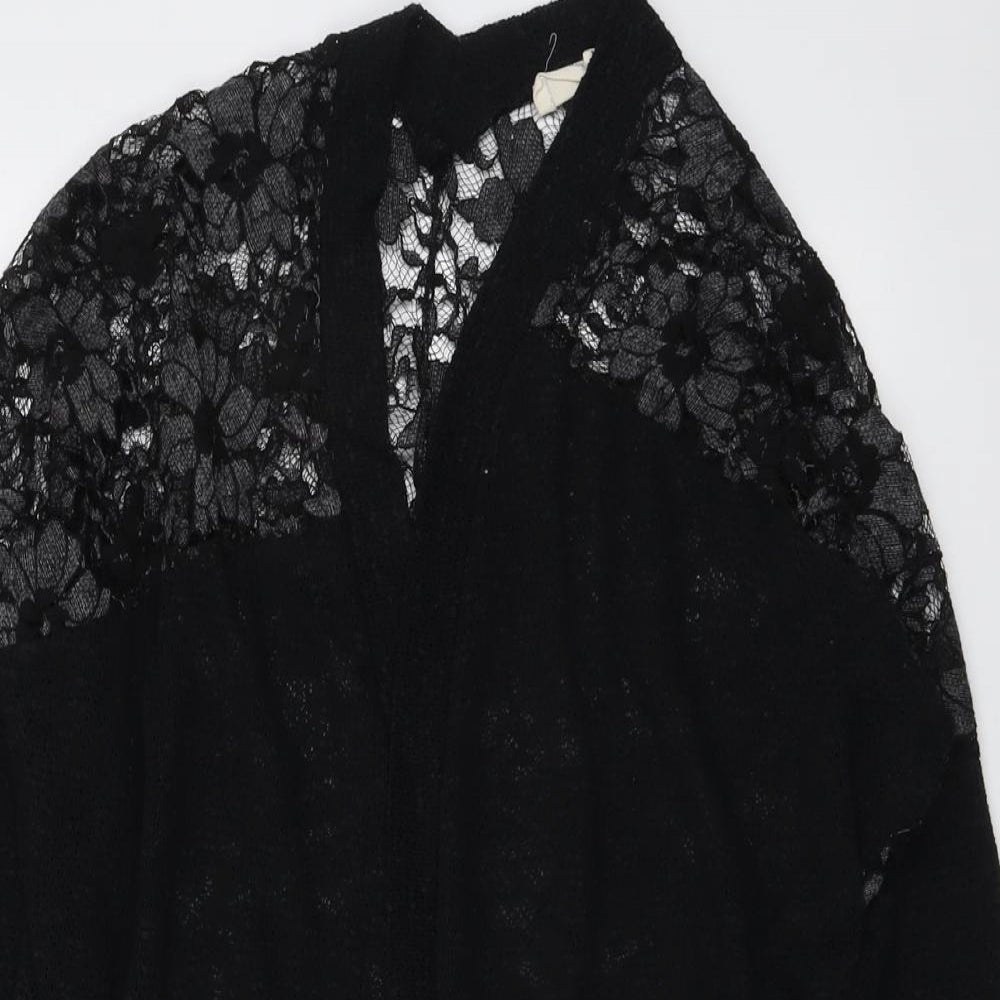 Paris and Needles Womens Black V-Neck Polyester Cardigan Jumper Size XS - Lace Overlay