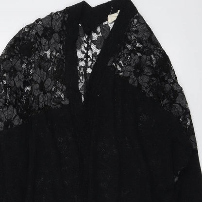 Paris and Needles Womens Black V-Neck Polyester Cardigan Jumper Size XS - Lace Overlay