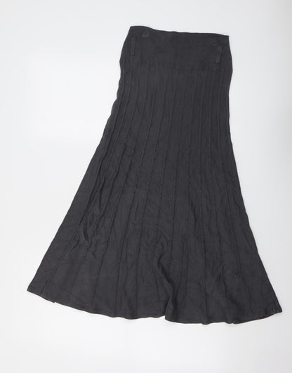 Marks and Spencer Womens Grey Striped Viscose Swing Skirt Size 10