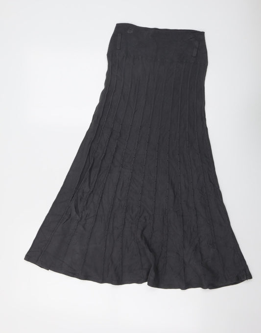 Marks and Spencer Womens Grey Striped Viscose Swing Skirt Size 10