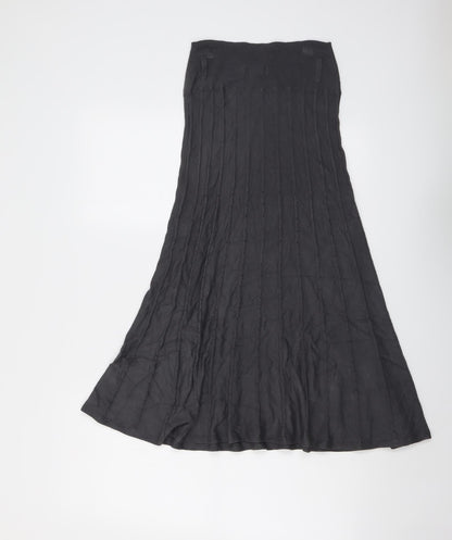 Marks and Spencer Womens Grey Striped Viscose Swing Skirt Size 10