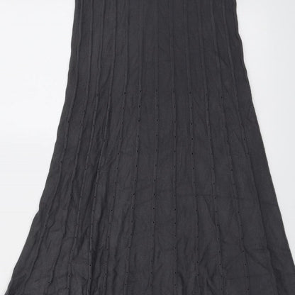 Marks and Spencer Womens Grey Striped Viscose Swing Skirt Size 10