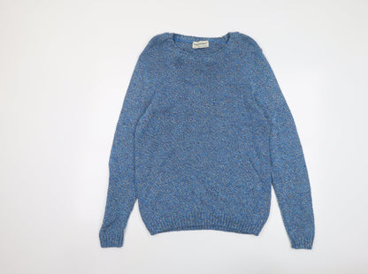 Stag and Hart Mens Blue Round Neck Acrylic Pullover Jumper Size M Long Sleeve