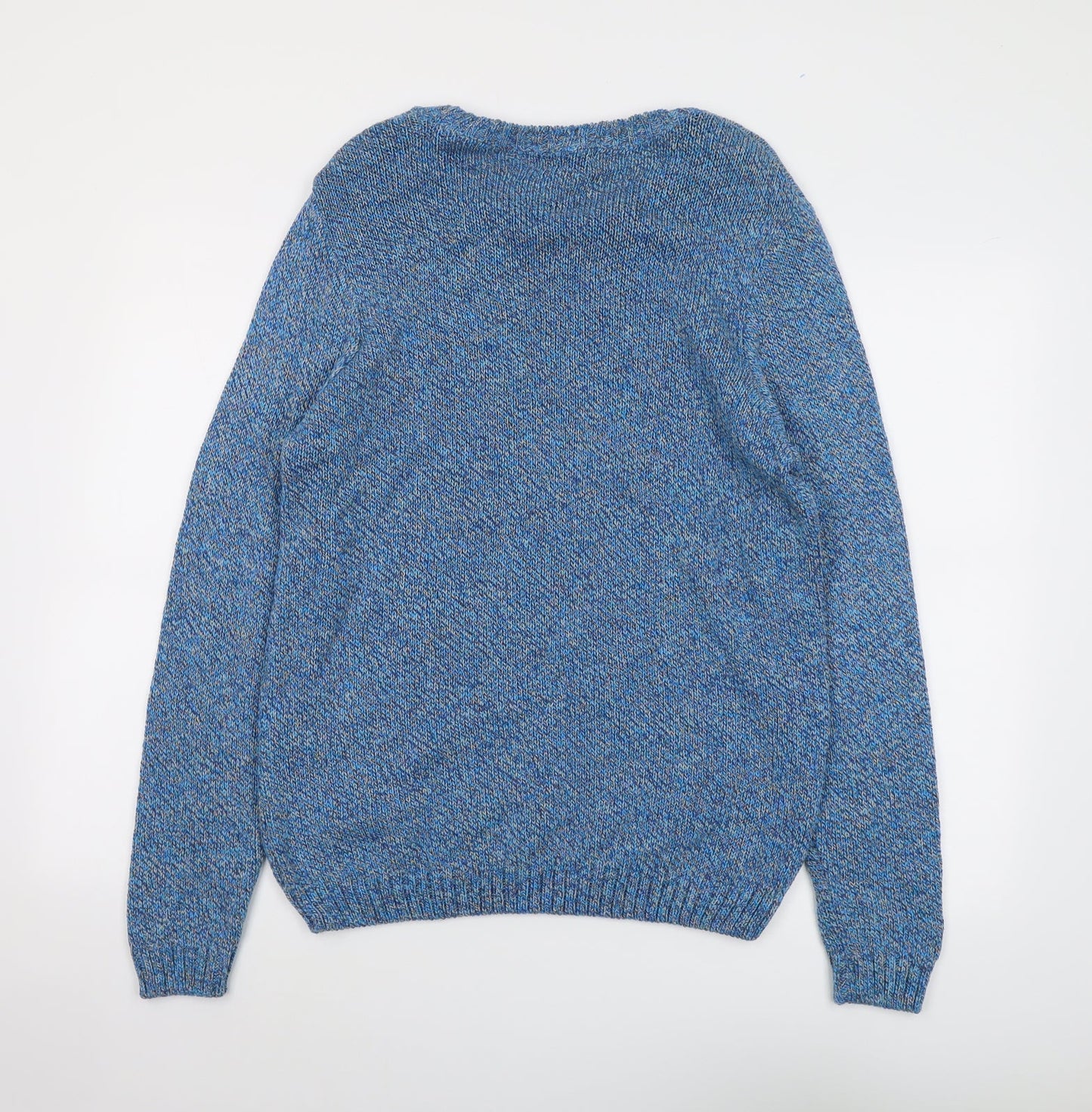Stag and Hart Mens Blue Round Neck Acrylic Pullover Jumper Size M Long Sleeve