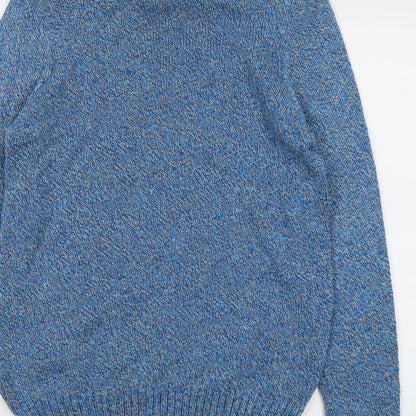 Stag and Hart Mens Blue Round Neck Acrylic Pullover Jumper Size M Long Sleeve
