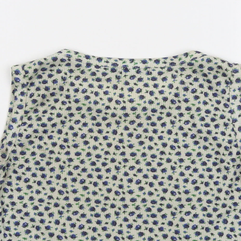 Boohoo Womens Beige Floral Polyester Cropped Tank Size 14 Round Neck