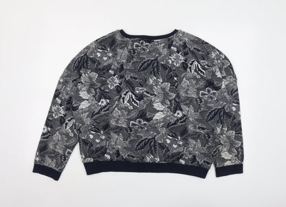 Zara Womens Blue Round Neck Floral Polyester Pullover Jumper Size M