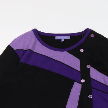 Autonomy Womens Black Round Neck Geometric Acrylic Pullover Jumper Size L