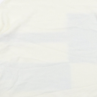 Marble Womens Ivory Round Neck Geometric Cotton Pullover Jumper Size S
