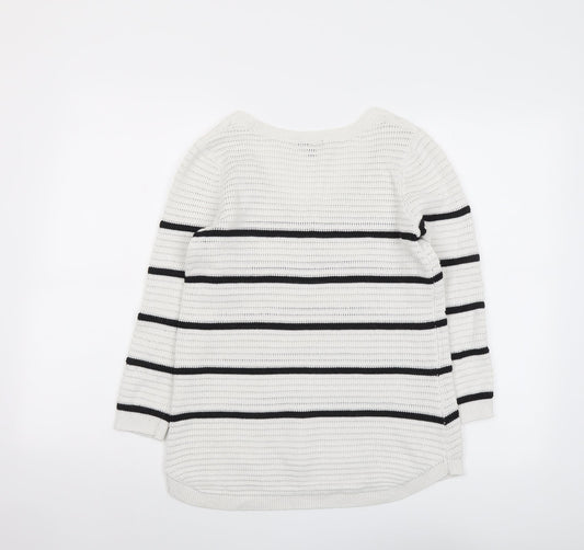 Dynamite Womens Grey Scoop Neck Striped Polyester Pullover Jumper Size M