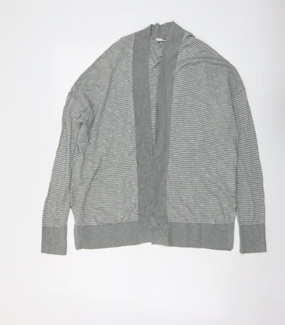 Gap Womens Grey V-Neck Striped Cotton Cardigan Jumper Size M